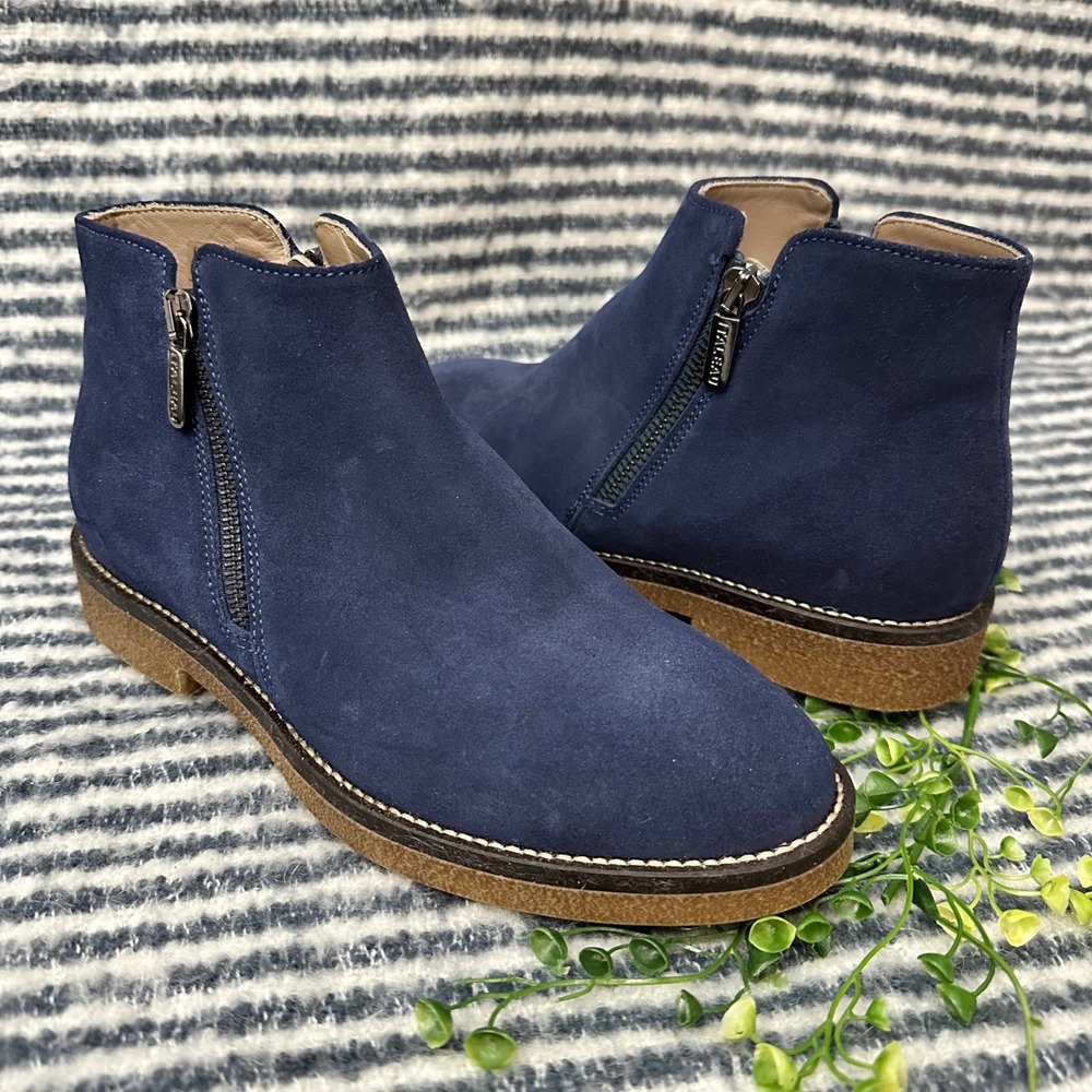ITALEAU Foliana Blue‎  Waterproof Suede Ankle Booties sz 37 NEW US 6.5 Womens